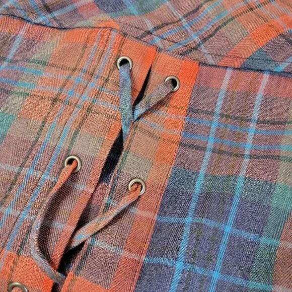 Cloth & Stone Plaid Long Sleeve Lace Up Back - Picture 4 of 7